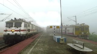 High Speedy Parallel Overtake WAP-7 Overtaking EMU Local Train