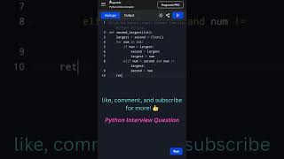 Find the Second Largest Element Without Sorting! | Python Tips 🐍 #coding #interview #programming