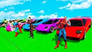 SUPERHERO SPORTS CAR JUMPING Funny Cartoon Nursery Rhymes Learn Colors for Kids
