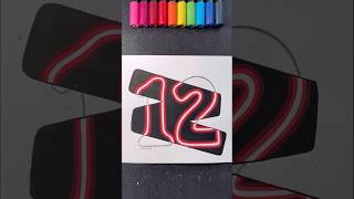 “12” with Neon Lights! 🤩✨🎨 || Stay Tuned for the 2nd Part! 🔜 #shortsart #neon