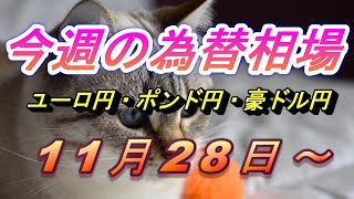 【TAKA FX】ユーロ円、ポンド円、豪ドル円の今週の為替相場の動きと来週の展望をチャートから解説。11月28日～