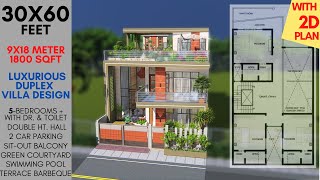 5 BHK Luxurious Villa 🤩| 30x60 Feet with Courtyard \u0026 Swiming Pool | 1800 sqft | 200 Gaj | ID-219