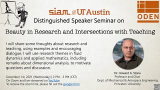 SIAM Distinguished Speaker Seminar by Dr. Howard Stone