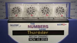 Midday Numbers Game Drawing: Thursday, November 10, 2016