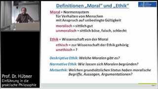 Praktische Philosophie 1a: Ethik und Moral - Begriffsklärungen