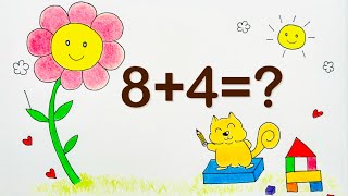 五分鐘國小加法： Ten Frame 8+4=12 🐿️跟著小松鼠一起來算數學吧！🌼​⁠​⁠​⁠​⁠​⁠​⁠ ​⁠​⁠​⁠​⁠​⁠​⁠​⁠@squirrelandflower