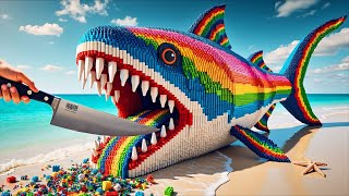 Catch and Cook a Lego RAINBOW FISH Lego Cooking Seafood ASMR - Lego Tastic