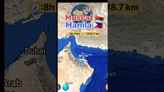 Muscat to Manila flight Route Oman 🇴🇲 Philippines 🇵🇭 ✈️ #flightpath #googleearth #flightroute #map