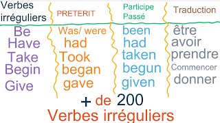 + de 200 VERBES IRRÉGULIERS incontournables (COLLÈGE ET LYCÉE).