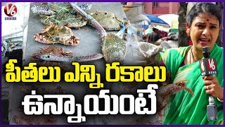 Different Types Of Crabs At Ram Nagar Fish Market | Teenmaar Chandravva | V6 News