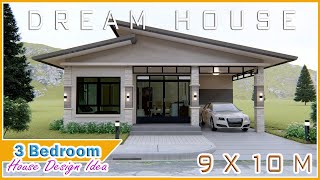 SIMPLE HOUSE DESIGN IDEA | 9 X 10 Meters ( 29.5 x 32.8 ft ) | 3 bedroom