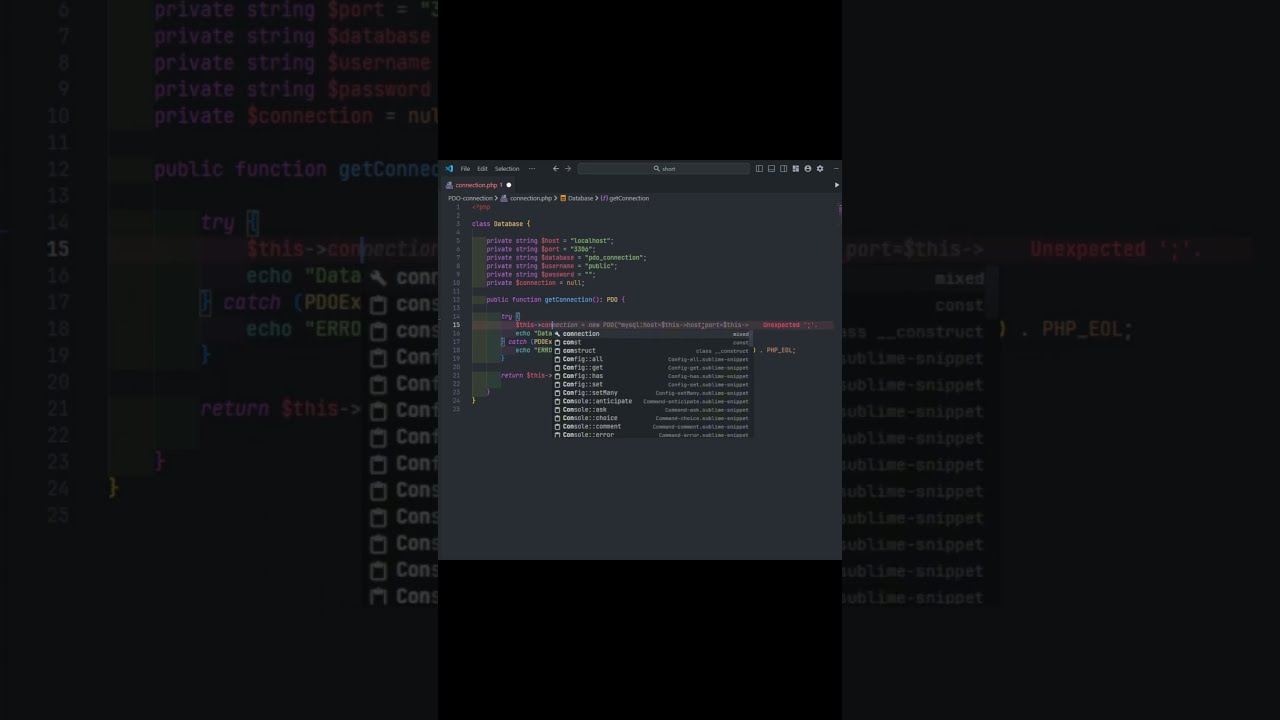 PHP-PDO Подключение к базе данных MySQL | #phpdatabaseconnection #phpdatabase #phppdo #phplibrary #Shorts