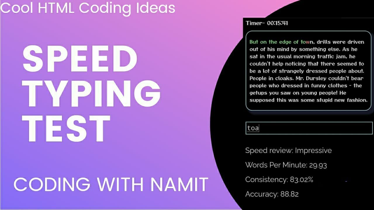 Speed Typing Test Code | Tutorial | Cool HTML Coding Ideas - YouTube