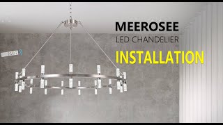 MEEROSEE 86766 Chandelier Installation | Round Nickel LED Chandelier