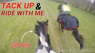 TACK UP \u0026 RIDE WITH ME HACKING GOPRO | Lily \u0026 Inky VS Gates