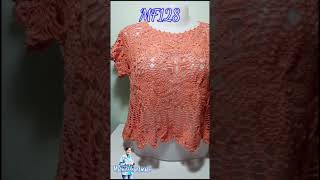 #Shorts MF128 รายละเอียดอ่านได้ใต้คลิปค่ะ งานสวยด้วยมือเรา |crochet blusa @Mathineehandmade