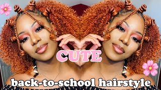 Back-to-School Hairstyle for Natural Hair😍🧡| Bantu Knot Crown ♡