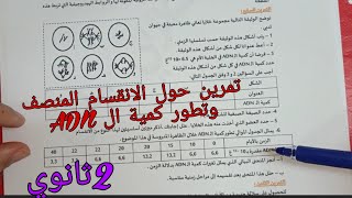 تمرين مقترح للإختبار الفصل 2 في العلوم للسنة الثانية ثانوي حول الانقسام المنصف وتطور كمية ال ADN