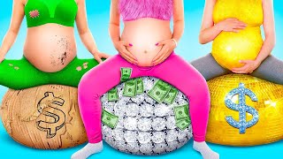 ¡Embarazada Rica Vs Pobre Vs Mega Rica! Situaciones Divertidas Caras vs Baratas con Futuras Madres