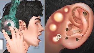 ASMR Earwax removal animation | ASMR chest maggots removal animation
