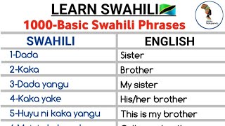 ✅️1000 Swahili Phrases Part 01|| How to Speak Swahili fluently 🇹🇿