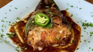 Mexican Inspired Stuffed Peppers with Enchilada Sauce