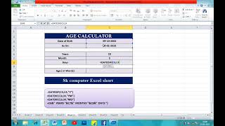 How To Calculate Age from Date of Birth in Excel | Age Calculator in Excel #excelcourse #excel#video