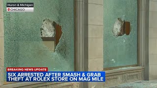 6 arrested after suspects smash windows, steal from Rolex store on Mag Mile, Chicago police say