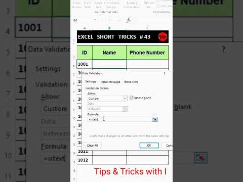 How to use data validation formula in #Excel #advanceexcel #short #irfansbe