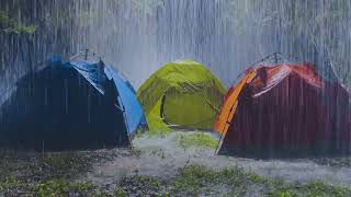 Fall Asleep Instantly on Rainy Night | Heavy Rain on Tent & Strong Thunder | ASMR White Noise 10Hrs