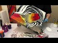 it’s on fire stunning lines lacing in hot colors abstract acrylic pouring art tutorial