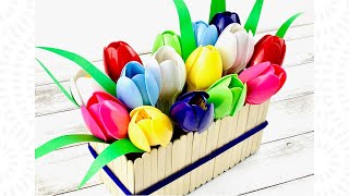 Plastic spoon Tulip flowers | Plastic spoon craft ideas |Plastic spoon flowers