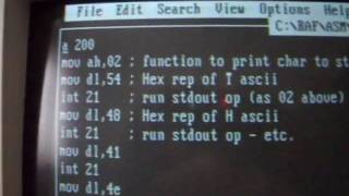 DOS DEBUG - Displaying a message