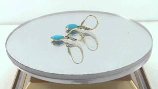 Estate 1.00ct Sleeping Beauty Turquoise 14k Yellow Gold Dangle Earrings