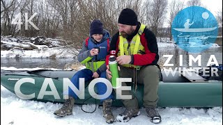 Canoe paddling on a frozen river with an icebreaker | Pelmeni | Gumotex Palava