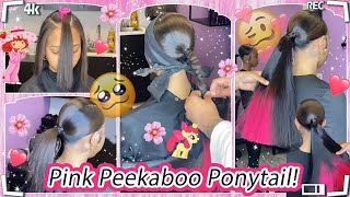 💕Inspire Side Part Smooth Ponytail! Straight Bundles + Pink Peekaboo Ft.#ULAHAIR