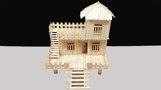 Making Of A Beautiful Dream Mansion House From Popsicle Stick DIY Popsicle Stick Mansion
