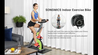 SONGMICS Exercise Bike, Fitness Bicycle, Foldable Indoor Trainer SXB11BK/SXB11OG/SXB11GN