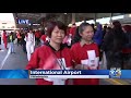 airline catering workers protesting at philadelphia international airport