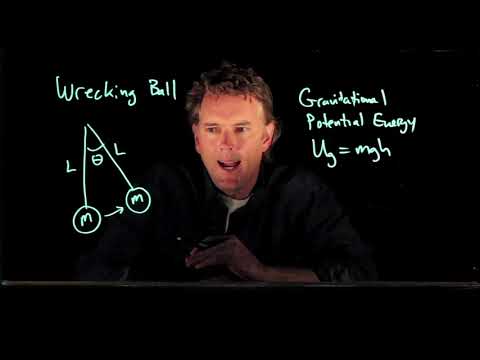 How is mechanical energy being utilized by the wrecking ball?