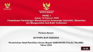 (Panel I) Sidang Perkara PHPU Gubernur, Bupati dan Walikota, Jum'at, 14 Februari 2025.