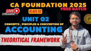 CA FOUNDATION ACCOUNTS FREE CLASS | CLASS 2 | CONCEPT, PRINCIPLE \u0026 CONVENTION| THEORITICAL FRAMEWORK