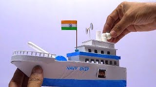 How to make a Navy ship of cardboard | Indian navy ship | Easy craft hacker | School project
