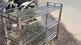 Kệ inox nhà bếp nhà hàng quán ăn nhiều kích thước | Chợ đồ cũ Minh Chiến | Chợ đồ cũ lớn nhất TPHCM