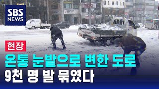 [현장] 제주 한라산 87.8cm 폭설…항공기 운항 오후 1시까지 중단 / SBS