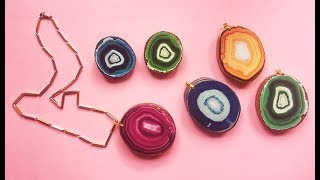 DIY Agate Slice Pendant || Cara Membuat Liontin Agate