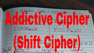Additive cipher|Additive cipher in cryptography|Shift cipher encryption and decryption