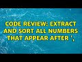 Code Review: Extract and sort all numbers that appear after ',