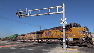 UP 5330 Intermodal Stack Train South, N. Union Rd. Railroad Crossing, Manteca CA