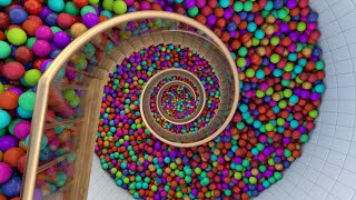 20, 000 balls on spiral stair - C4D rigid body animation - Octane Render